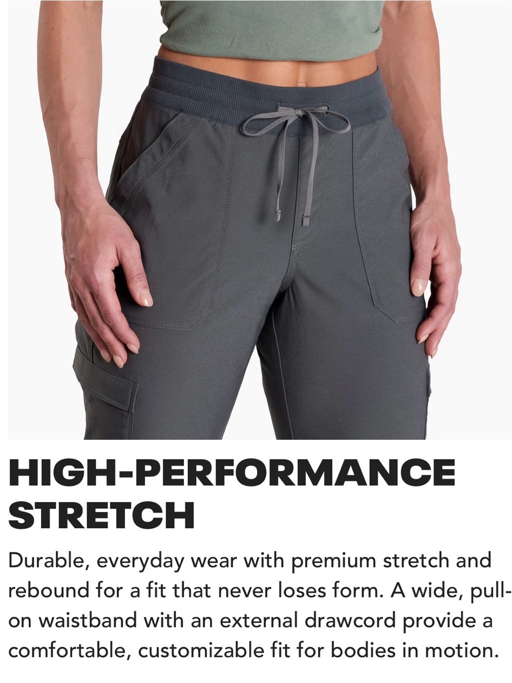 Kuhl Freeflex Move L Short Drawstring Trekr Straight Cargo Pants - Charcoal - Picture 8 of 9